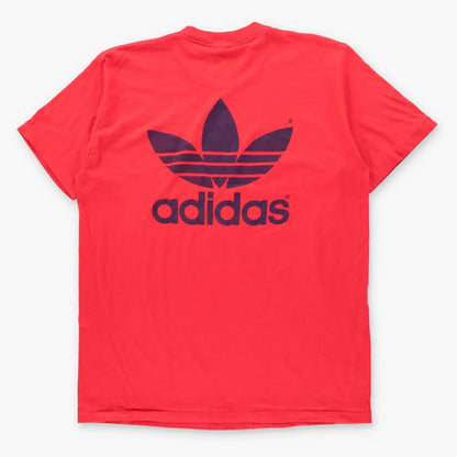 Vintage 80s ADIDAS Red & Blue Double Sided Big Logo USA Made Single Stitch Tee (L)