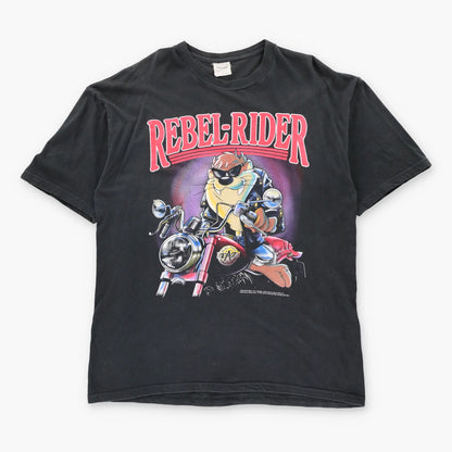 Vintage 1992 LOONEY TUNES "Rebel-Rider" Taz Black Motorcycle T-Shirt (XL)