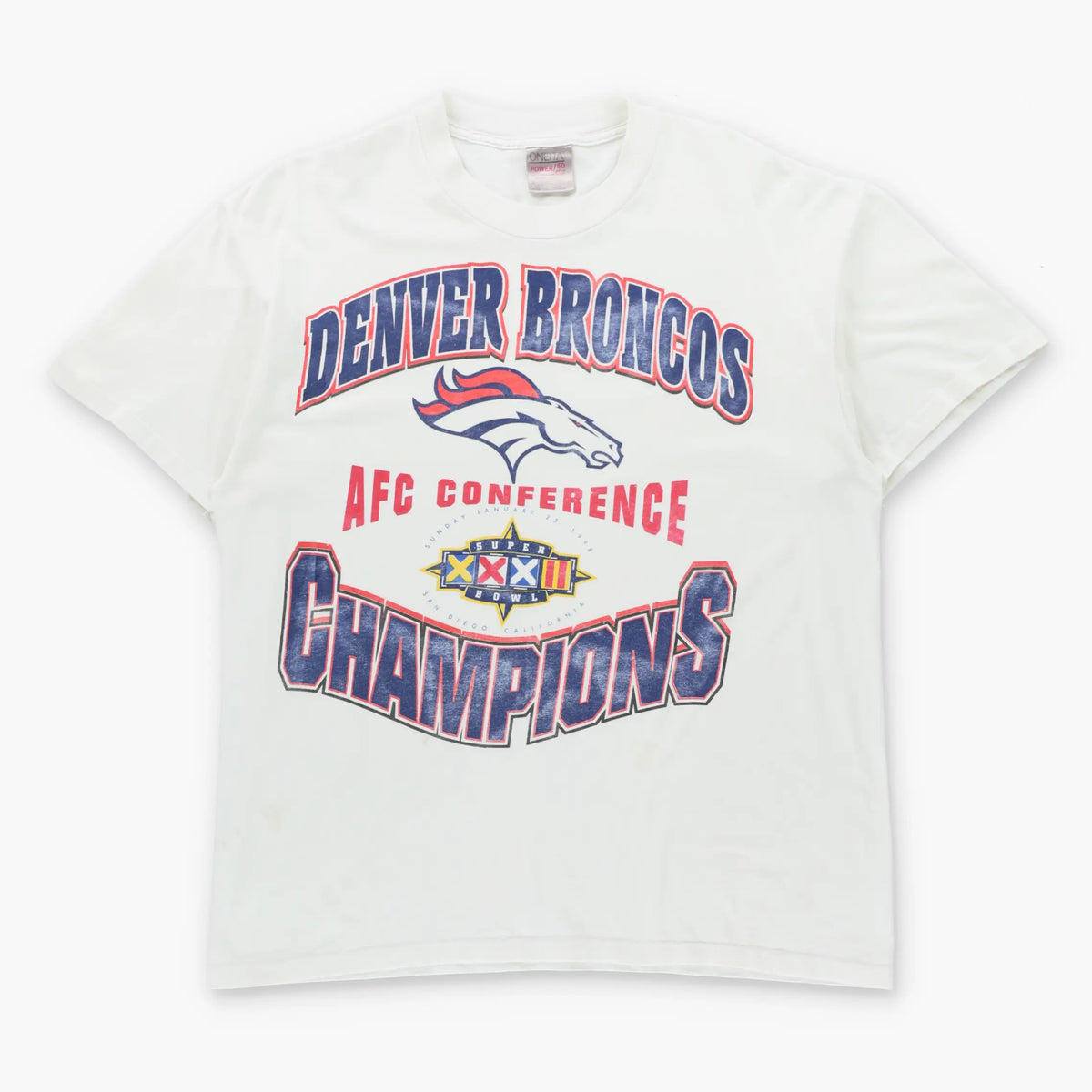 Vintage NFL Denver Broncos "Super Bowl XXXII AFC Champions" White Single Stitch T-Shirt (L)