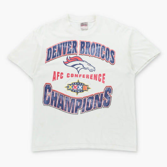 Vintage NFL Denver Broncos "Super Bowl XXXII AFC Champions" White Single Stitch T-Shirt (L)