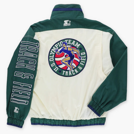 Vintage USA Olympic Track & Field Embroidered Patch STARTER Windbreaker Jacket Korean Made (M)