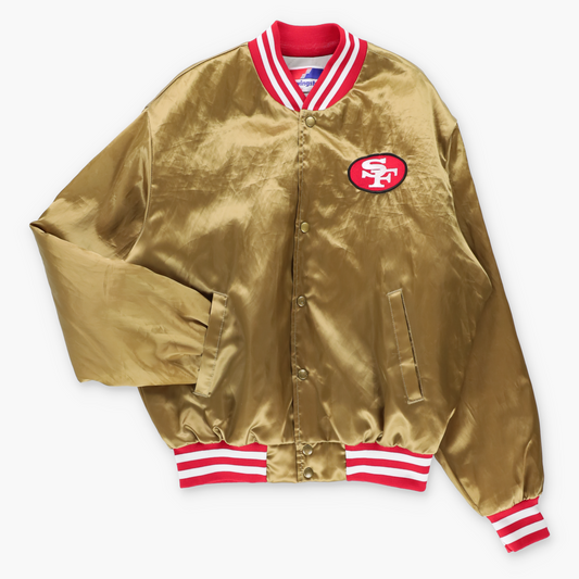 Vintage NFL San Francisco 49ers SWINGSTER Gold Satin Bomber Jacket USA Made (M) Vintage Sole Melbourne