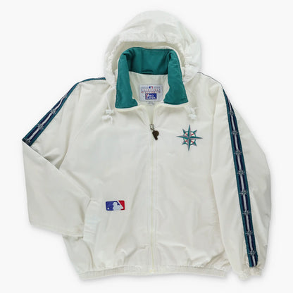 Vintage PRO PLAYER Seattle Mariners MLB Convertible Hood Windbreaker Jacket Korean Made (XL)