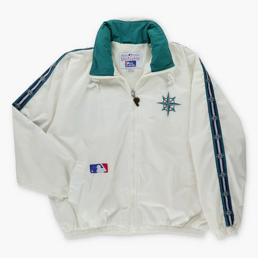 Vintage PRO PLAYER Seattle Mariners MLB Convertible Hood Windbreaker Jacket Korean Made (XL)