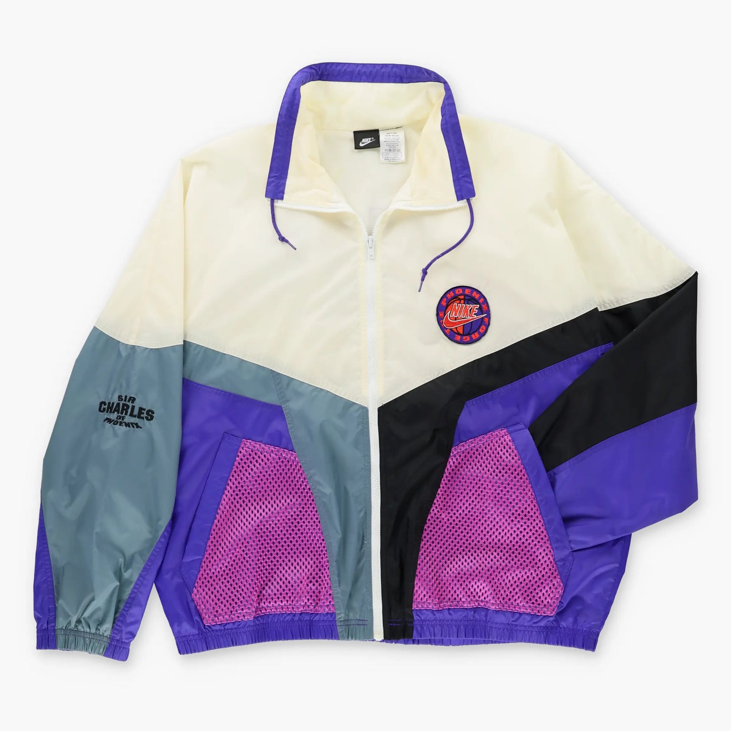 Vintage 90s NIKE Charles Barkley 'Sir Charles' Phoenix Suns NBA Colour Block Windbreaker Jacket (L)