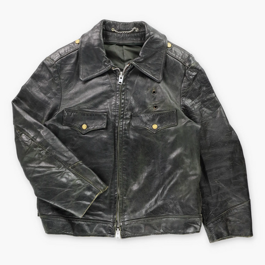 Vintage Leather Authentic New Haven Police Uniform Motorcycle Jacket (L)