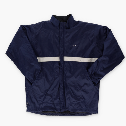 NIKE Embroidered Swoosh Logo Navy & White Jacket (XL)