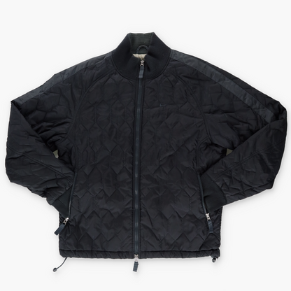 NIKE Embroidered Swoosh Logo Quilted Black Windbreaker Jacket (M)