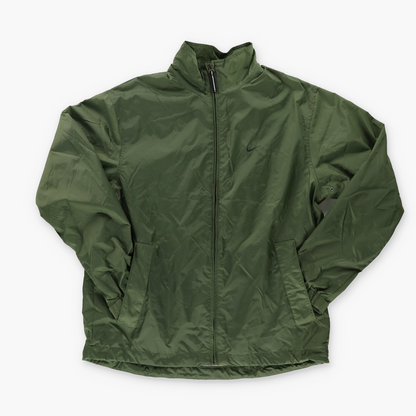 NIKE Embroidered Swoosh Logo Khaki & Black Windbreaker Jacket (L)