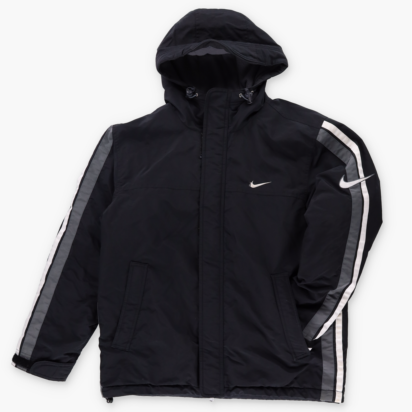 NIKE Embroidered Swoosh Logo Black Puffer Jacket (M)