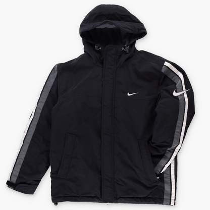 NIKE Embroidered Swoosh Logo Black Puffer Jacket (M)