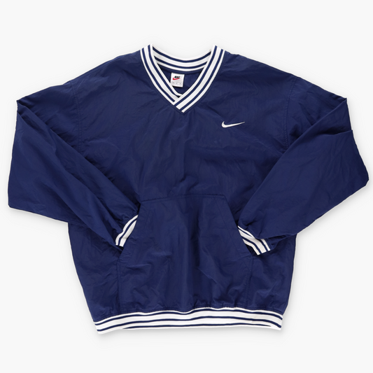 NIKE Embroidered Swoosh Logo Navy & White Windbreaker Jacket (M)