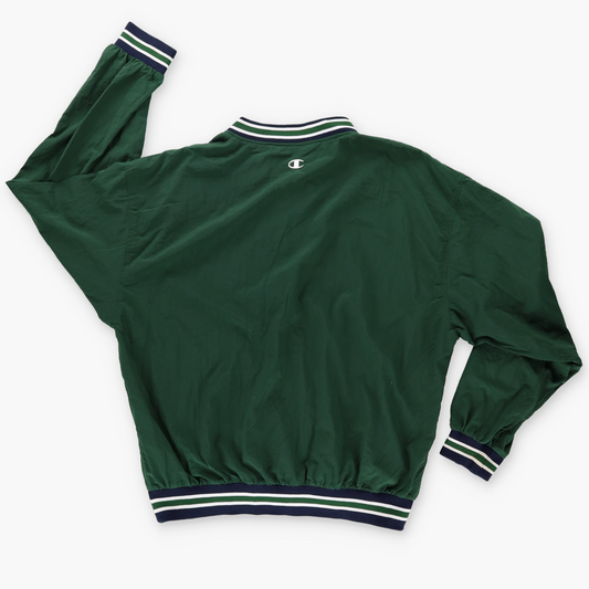 CHAMPION Embroidered Spell Out Logo Green & White Windbreaker Sweatshirt (XL)