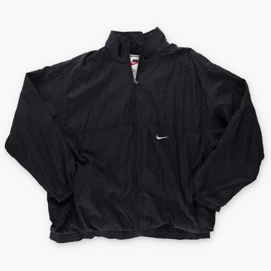 NIKE Embroidered Swoosh Logo Black & White Windbreaker Jacket (XXL)