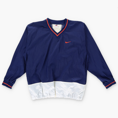 NIKE Embroidered Logo Navy & White Windbreaker Sweatshirt (XL)