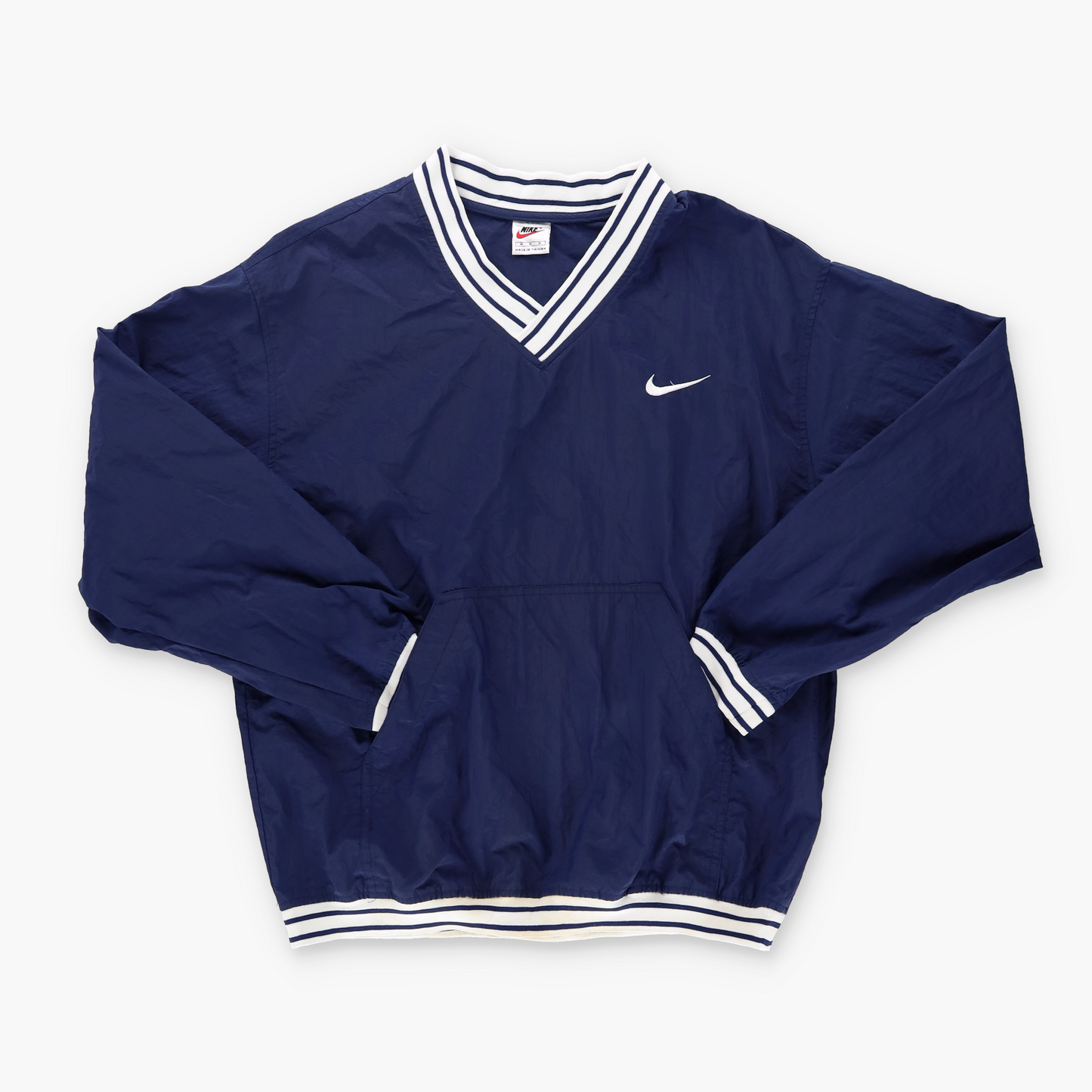 NIKE Embroidered Swoosh Logo Blue & White Windbreaker Sweatshirt (L)