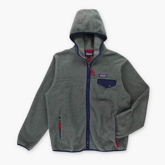 PATAGONIA Grey & Navy 'Synchilla' Full Zip Fleece Hoodie Jacket (M)