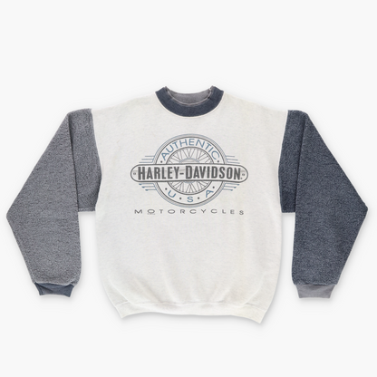 HARLEY DAVIDSON Illinois Grey USA Made Fleece Sleeve Sweatshirt (S-M)