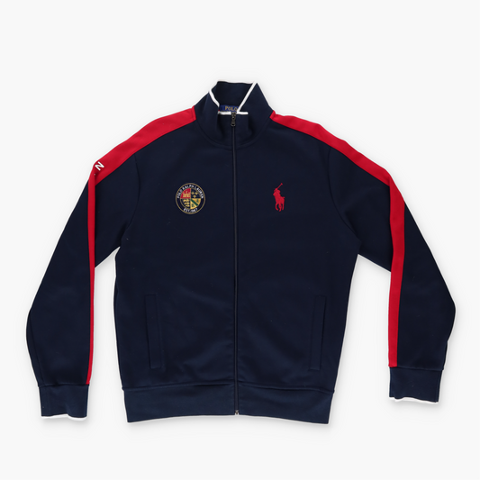 RALPH LAUREN POLO Embroidered Logo Striped Sleeve Zip-Up Track Jacket (M)