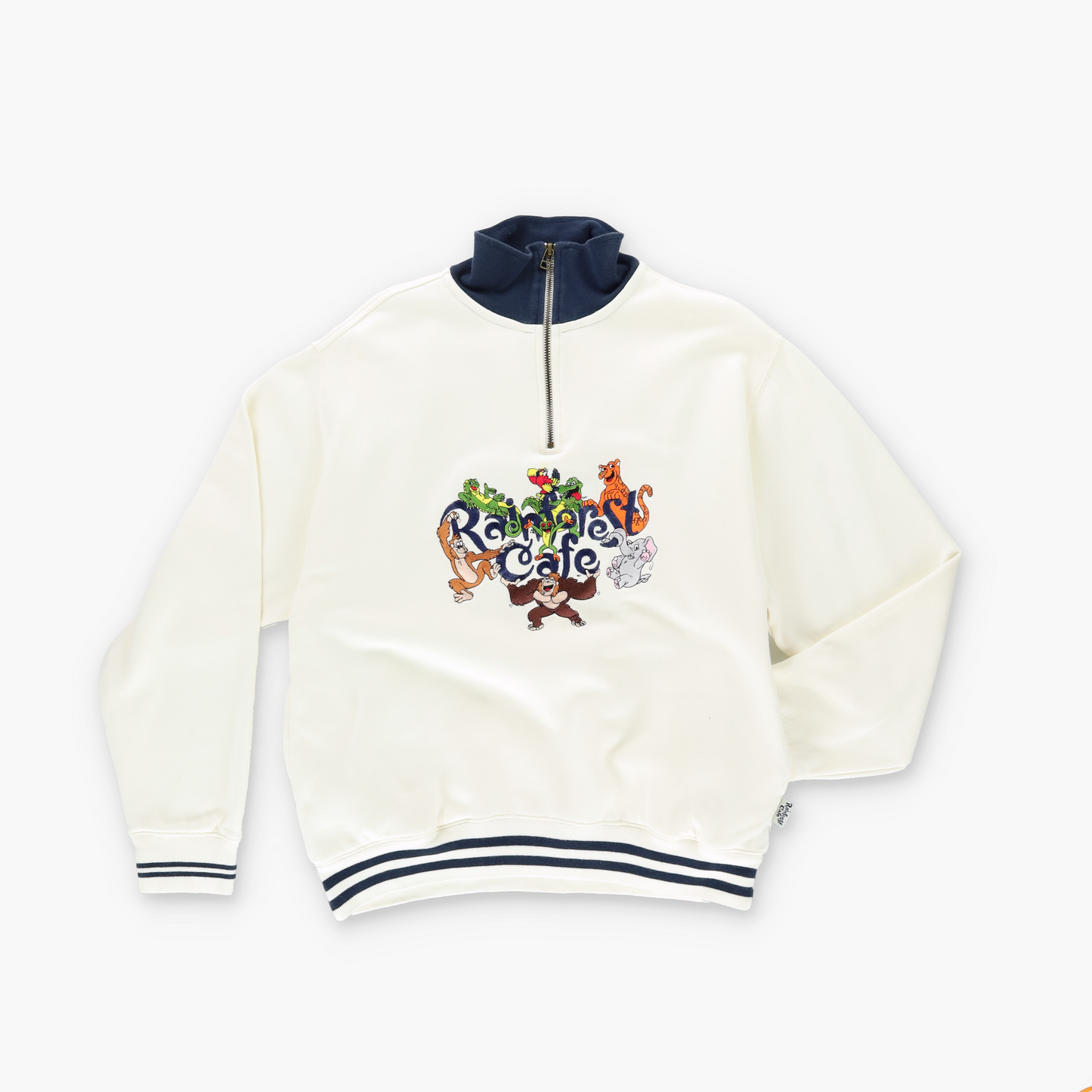 The Rainforest Cafe 90s Embroidered Graphic 1/4 Zip Sweatshirt (S)