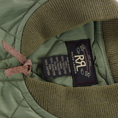 RRL RALPH LAUREN Double RL Quilted Suede Patch Green Hunting Vest (L)