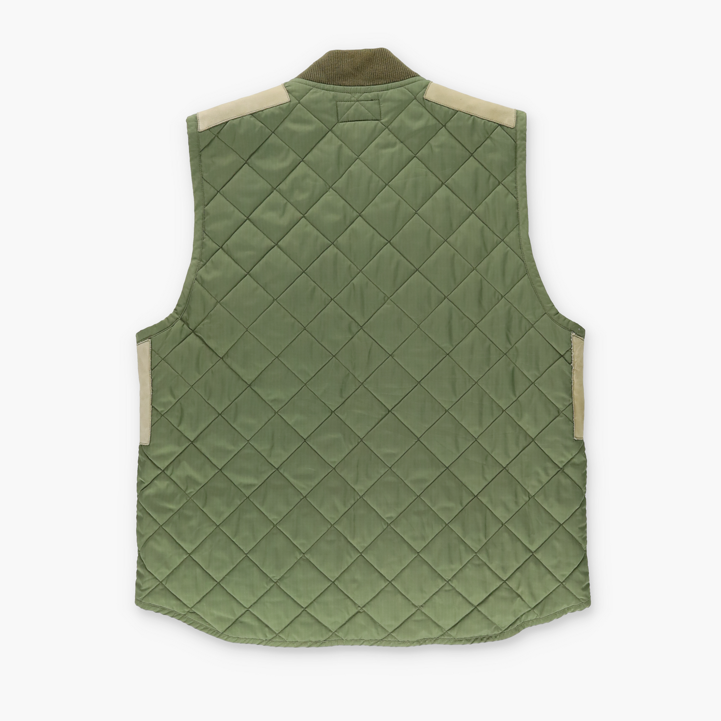 RRL RALPH LAUREN Double RL Quilted Suede Patch Green Hunting Vest (L)