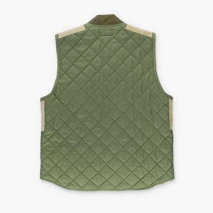 RRL RALPH LAUREN Double RL Quilted Suede Patch Green Hunting Vest (L)