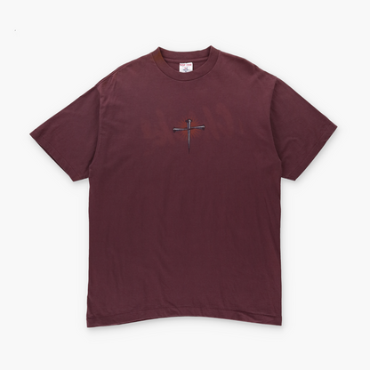 "He Loves You So Much It Hurts" USA Made Single Stitch TEEJAYS Burgundy Bible Verse Tee (XL)