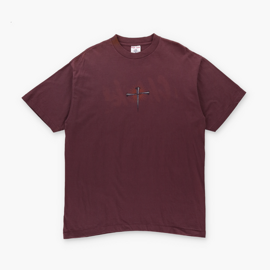 "He Loves You So Much It Hurts" USA Made Single Stitch TEEJAYS Burgundy Bible Verse Tee (XL)