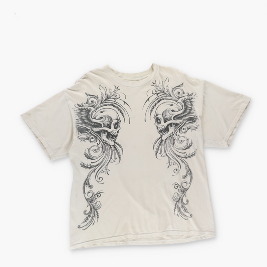 MMA Elite Y2K Skull Punk Graphic Cream T-Shirt (XL)