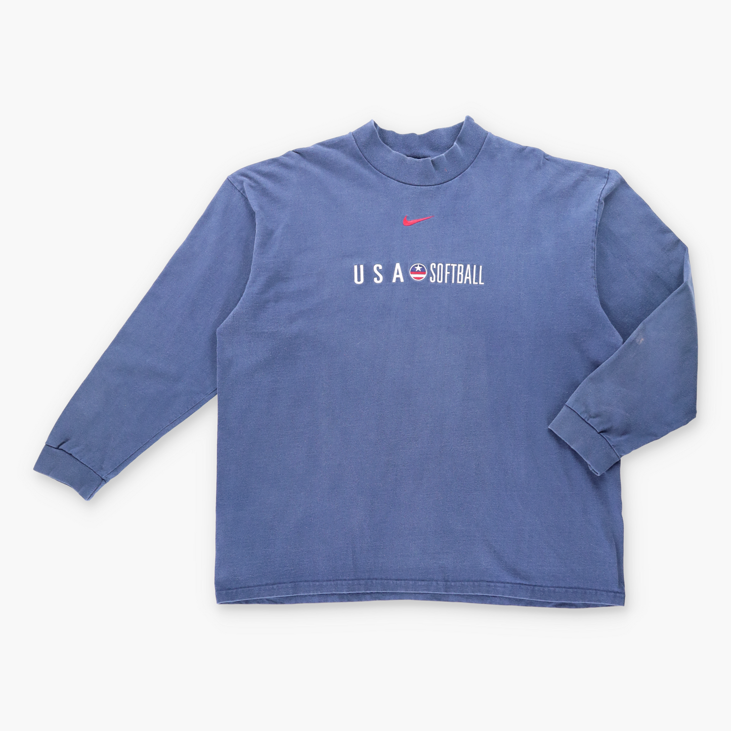 Vintage USA SOFTBALL Center Swoosh Logo Navy Long Sleeve T-Shirt *Aubs Vintage Sole Melbourne