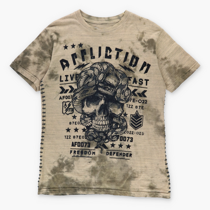 Vintage AFFLICTION Velour Text Y2K Brown Skull T-Shirt *Aubs Vintage Sole Melbourne