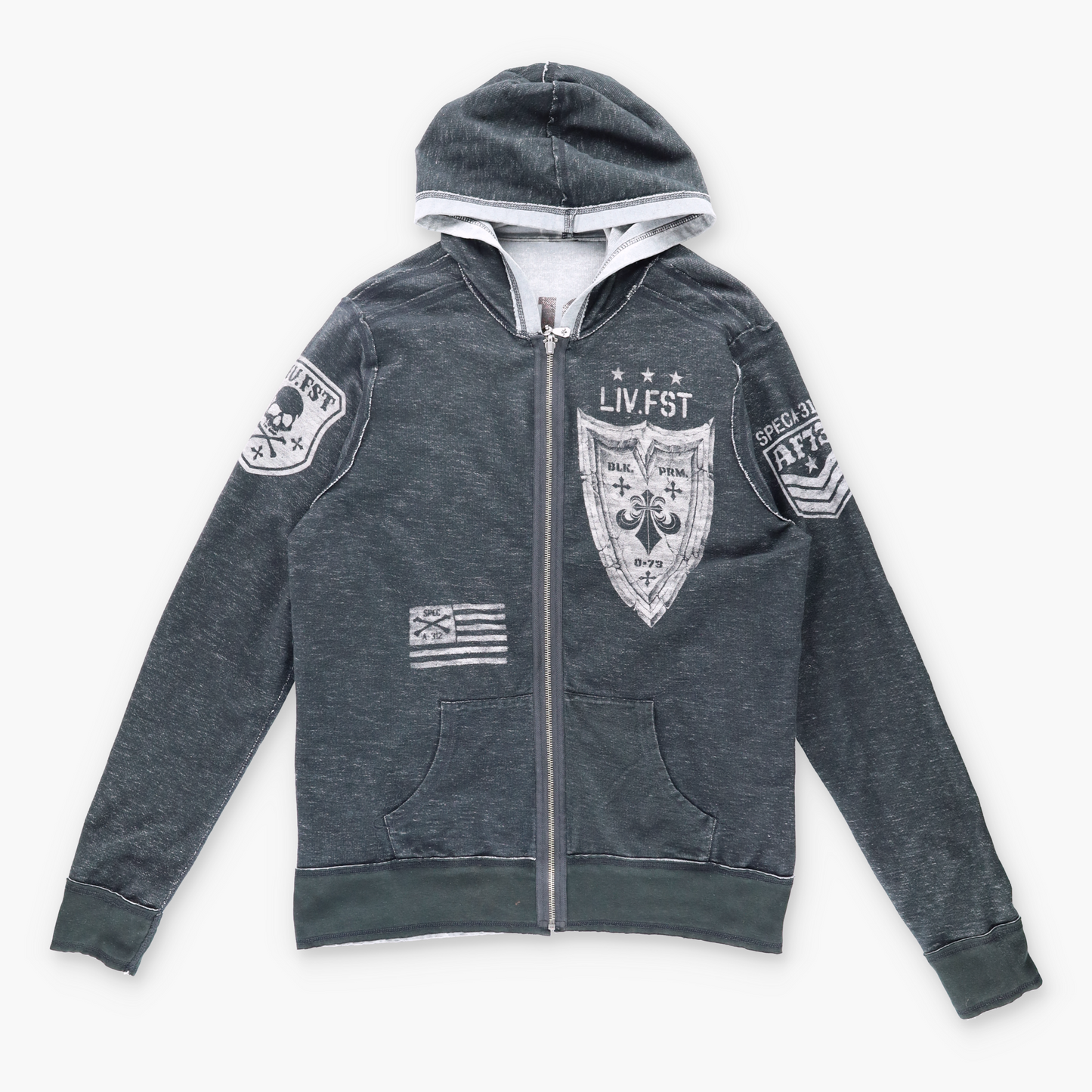 Vintage REVERSIBLE AFFLICTION Y2K Grunge Hooded Sweatshirt (L) *Aubs Vintage Sole Melbourne