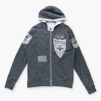 Vintage REVERSIBLE AFFLICTION Y2K Grunge Hooded Sweatshirt (L) *Aubs Vintage Sole Melbourne