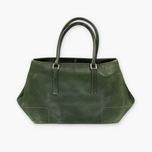 COACH Vintage Forest Green Leather 'Hampton' Large Tote Bag