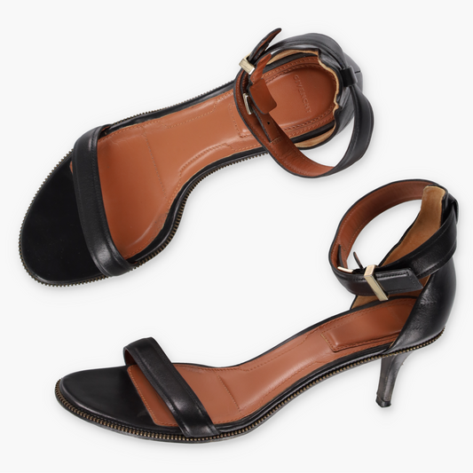 GIVENCHY Zipper Trim Ankle Cuff Italy Made Sandal Heels (39.5)