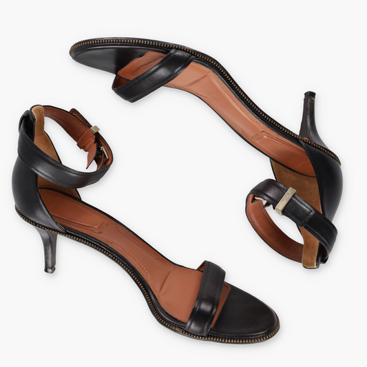 GIVENCHY Zipper Trim Ankle Cuff Italy Made Sandal Heels (39.5)