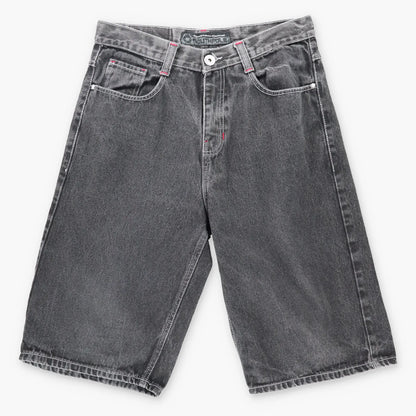Vintage SOUTHPOLE Y2K Embroidered Jorts Red & Black Denim Jean Shorts (34)