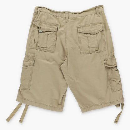 Vintage SOUTHPOLE Y2K Cargo Tan Brown Pocket Straps Jorts Shorts (32)