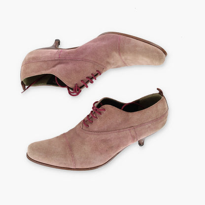 Vintage MIU MIU Suede Formal Lace Up Kitten Pointed Heel Shoes (39)
