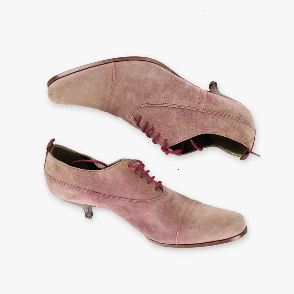 Vintage MIU MIU Suede Formal Lace Up Kitten Pointed Heel Shoes (39)