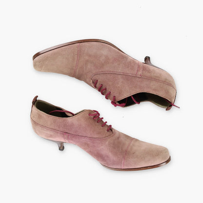 Vintage MIU MIU Suede Formal Lace Up Kitten Pointed Heel Shoes (39)