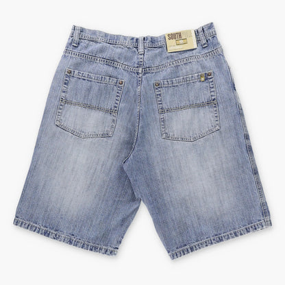 SOUTHPOLE Y2K Faded Jorts Light Blue Denim Jean Shorts (38)