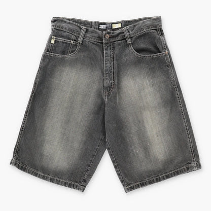 Vintage SOUTHPOLE Y2K Brown Stitching Dark Grey Faded Jorts Denim Shorts (34)