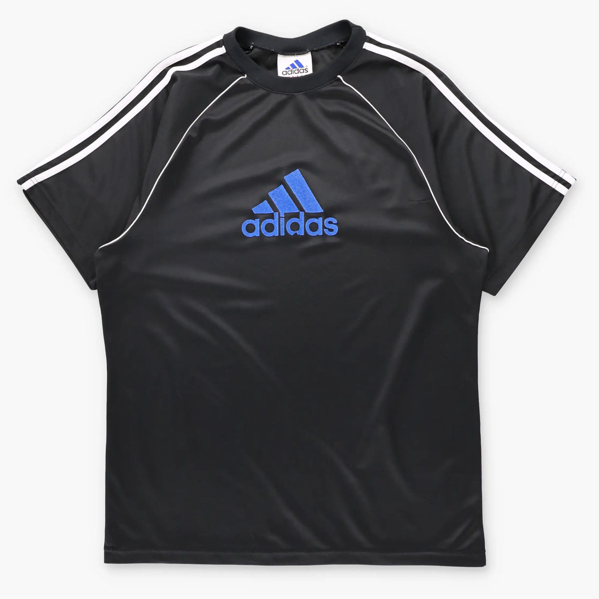 Vintage 90s ADIDAS Felt Spell Out Logo Black USA Made Jersey (L)