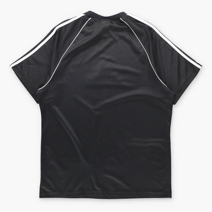 Vintage 90s ADIDAS Felt Spell Out Logo Black USA Made Jersey (L)