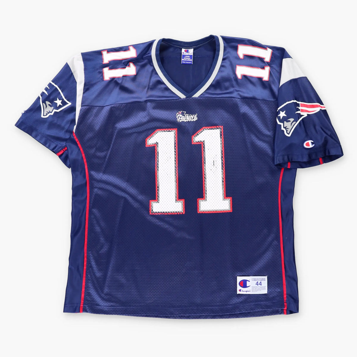 Vintage 90s CHAMPION New England Patriots #11 Drew Bledsoe NFL Jersey (L-XL)