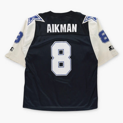 Vintage 90s STARTER Dallas Cowboys NFL Troy Aikman #8 American Football Jersey (L-XL)