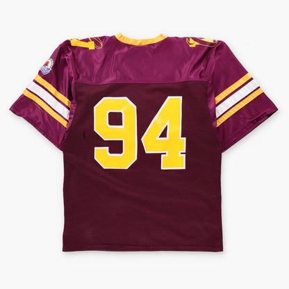 Vintage American Football "Pop Warner Little Scholars" #94 Maroon & Yellow USA Made Jersey (L)
