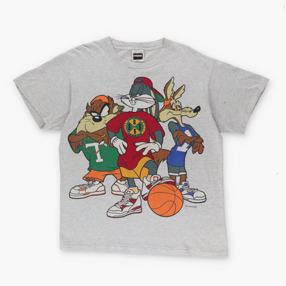 1993 LOONEY TUNES Cartoon Basketball Single Stitch Double Sided T-Shirt (XL)